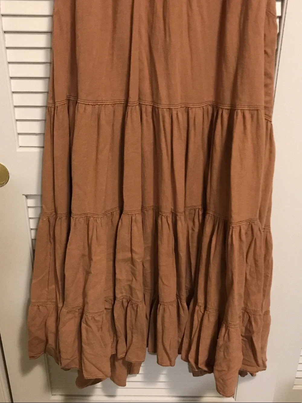 NWT Free People Caramel Button-Front Maxi Jumper Dress w Pockets -Lg